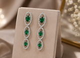 Emerald Green AD Diamond Necklace Set with Matching Earrings