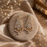 Luxury AD Diamond Pearl Choker Necklace Set for Women
