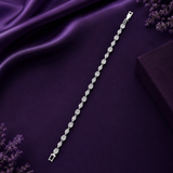 Elegant Silver Polish AD Diamond Floral Bracelet for Women