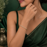 Elegant Gold Polish AD Diamond Floral Bracelet for Women