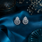 Luxury Silver Polish AD Diamond Designer Stud Earrings for Women