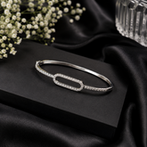 Silver Polish AD Diamond Minimalist Open-Link Bracelet