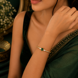 Antique Gold Polish Emerald AD Diamond Bracelet