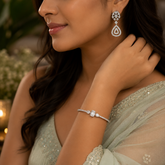 Silver Polish AD Diamond Drop Earrings