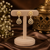 Elegant Gold Polish AD Diamond Drop Earrings for Women