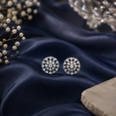 Silver Polish AD Diamond Floral Stud Earrings
