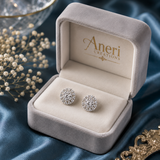 Silver Polish AD Diamond Floral Stud Earrings