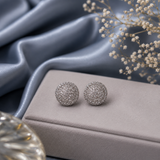 Silver AD Diamond Pavé Stud Earrings