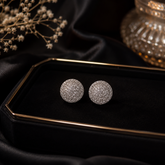 Silver AD Diamond Pavé Stud Earrings