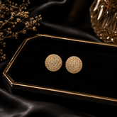 Gold Polish AD Diamond Pavé Stud Earrings