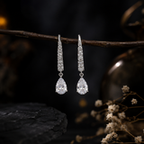 Silver AD Diamond Teardrop Drop Earrings