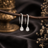Silver AD Diamond Teardrop Drop Earrings