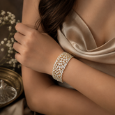 Luxury Gold Polish AD Diamond Statement Bracelet for Women