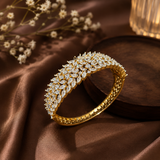 Luxury Gold Polish AD Diamond Statement Bracelet for Women