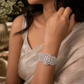 Silver Polish AD Diamond Statement Bracelet