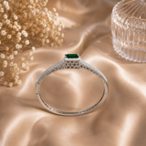 Silver Polish Emerald AD Diamond Bracelet