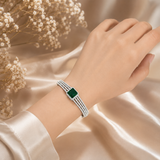 Silver Polish Emerald AD Diamond Bracelet