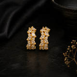 Gold AD Diamond Stud Hoop Earrings