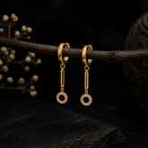 Gold Polish AD Diamond Drop Hoop Earrings