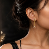 Gold Polish AD Diamond Drop Hoop Earrings