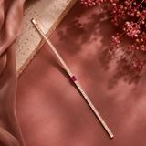 Rose Gold AD Diamond Tennis Bracelet with Ruby Center Stone