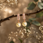 Rose Gold AD Diamond Pearl Drop Kadi Earrings
