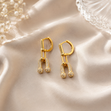 Gold AD Diamond Kadi Drop Earrings