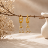 Gold AD Diamond Kadi Drop Earrings