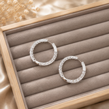 Silver AD Diamond Hoop Earrings