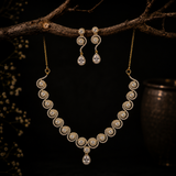 Gold Finish AD Diamond elegant party wear Necklace Set for Women