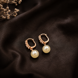 Rose Gold AD Diamond Pearl Drop Kadi Earrings