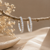 Silver AD Diamond Hoop Earrings