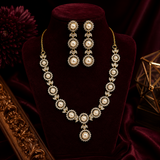 Luxury Gold Plated Pearl Diamond Necklace Set for Women