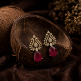 Antique Finish Ruby AD Diamond Drop Earrings for Women