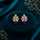 Luxury Antique Plated Ruby American Diamond Necklace Set for Women