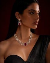 Luxury Ruby American Diamond Necklace Set for Women
