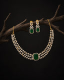 Luxury Emerald Green American Diamond Necklace Set for Women