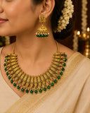 Antique Gold Plated Temple Choker Necklace Set for Women