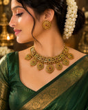 Antique Gold Plated Temple Necklace Set for Women
