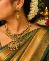 Antique Gold Plated Temple Necklace Set for Women