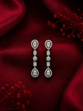 Silver Finish American Diamond Drop Necklace Set for Women