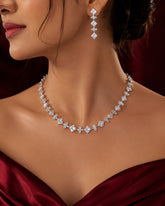 Silver Finish American Diamond Tennis Necklace Set for Women
