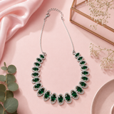 Emerald Green AD Diamond Necklace Set with Matching Earrings