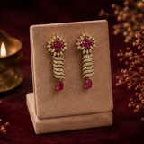 Antique Polish Ruby AD Necklace Set with Matching Earrings