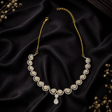 Gold Finish AD Diamond elegant party wear Necklace Set for Women