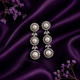 Silver Finish AD Diamond Pearl Necklace Set for Women
