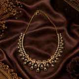 Luxury antique Polish AD Diamond Necklace Set with Champagne Stones