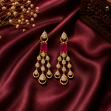 Luxury Gold Polish AD Diamond Necklace Set with Ruby Stones