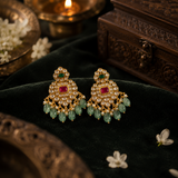 Antique Polish Pearl Choker Necklace Set with Ruby, Emerald & Kundan Pendant