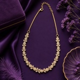 Luxury Gold Polish AD Diamond Necklace Set with Long Earrings
